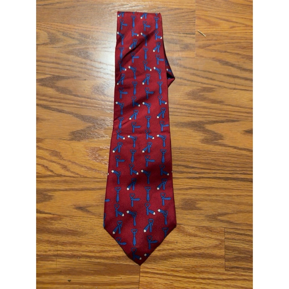 Josh Bach Windsor Tie Silk Necktie Red Blue Novelty Tie Knot Instructions USA